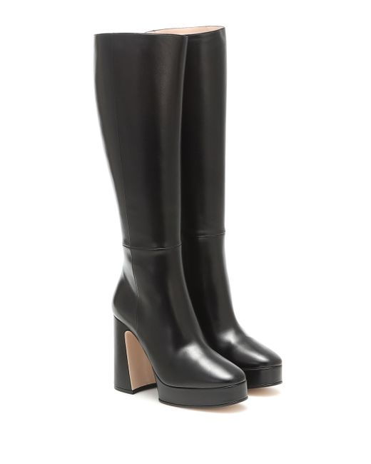 Gucci Green Madame Leather Knee-high Platform Boots