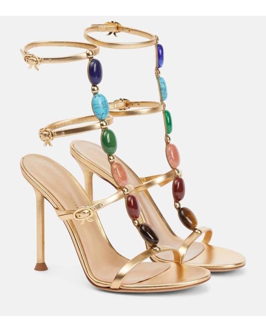 Gianvito Rossi Shanti Embellished Leather Sandals in