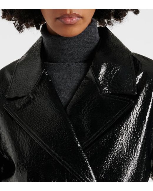 Frankie Shop Black Tina Faux Leather Trench Coat