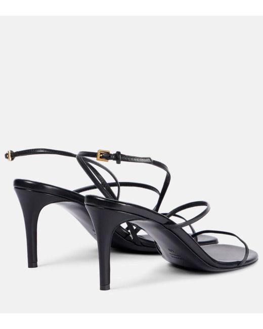 Khaite Black Loop 75 Leather Sandals