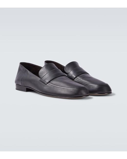 The Row Black Leather Loafers for men