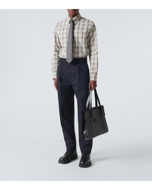 Bottega Veneta Black Classic Portfolio Intrecciato Leather Messenger Bag for men