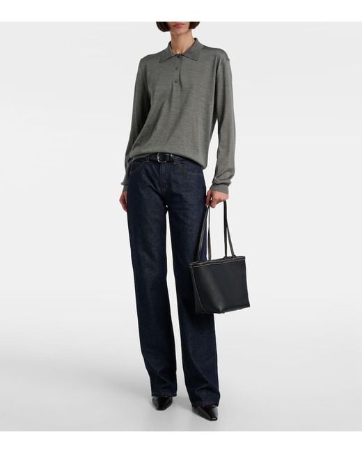 The Row Black Park Medium Leather Tote Bag
