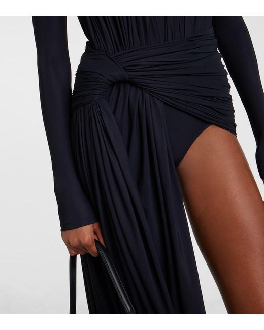 Balenciaga Blue Asymmetric Draped Minidress