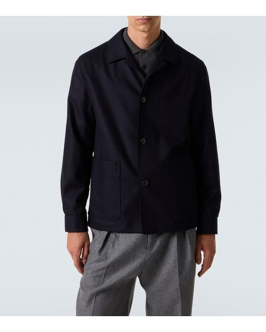 Zegna Blue Wool Overshirt for men