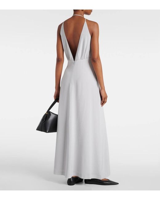Totême  White Halterneck Silk Crepe De Chine Maxi Dress