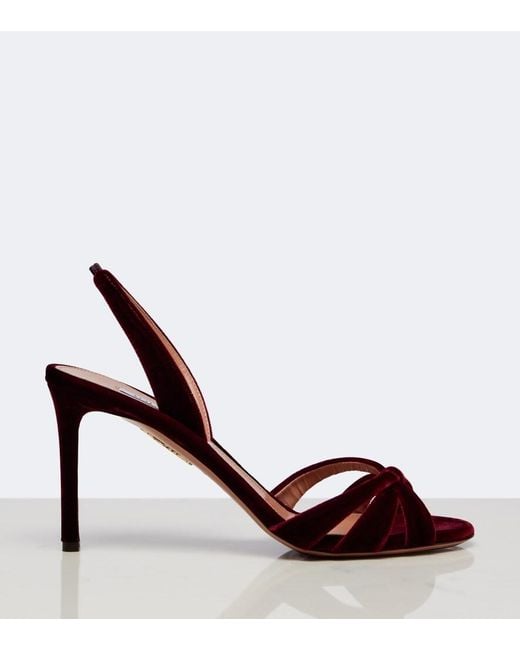 Aquazzura Red Tati Velvet Slingback Sandals