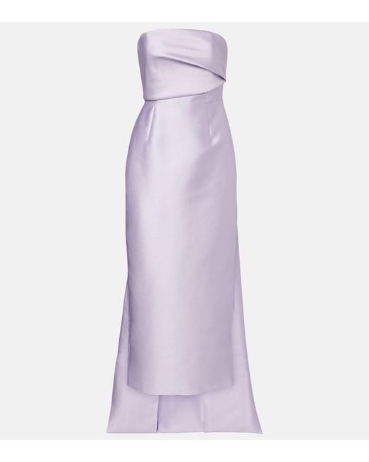 Solace London Purple Kiki Caped Satin Corset Cocktail Dress