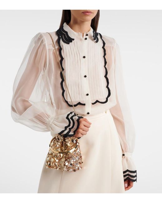 Jimmy Choo Brown Bon Bon Embellished Bucket Bag