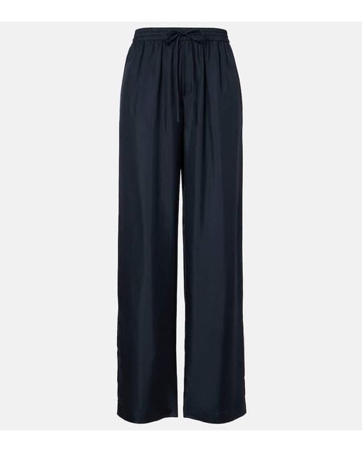 Rohe Blue Hose Mit Weitem Bein Aus Seide