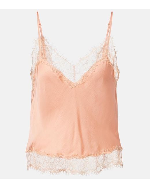 Poupette Pink Zely Lace-Trimmed Satin Camisole