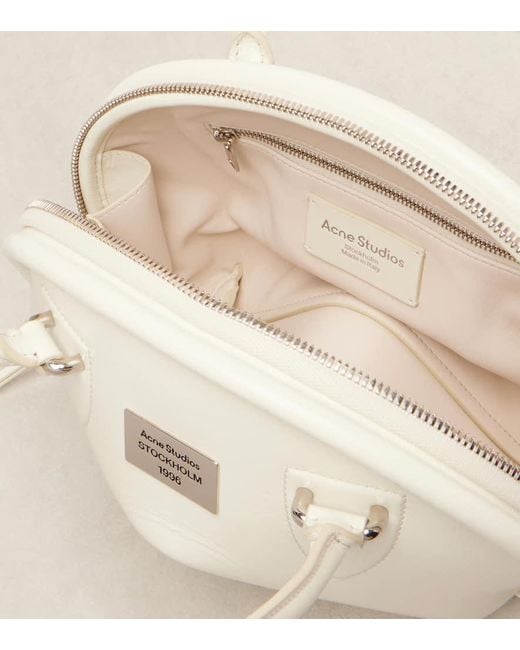 Acne White Bowlina Small Leather Shoulder Bag