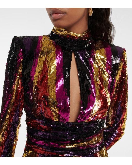 Rebecca Vallance Red Kaia Zig-zag Gown