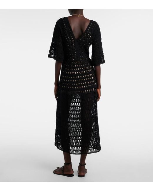 Anna Kosturova Black Marissa Cotton Crochet Maxi Dress