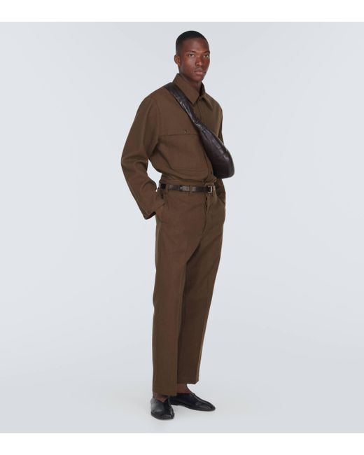 Lemaire Brown Maxi Cotton And Wool Chinos for men