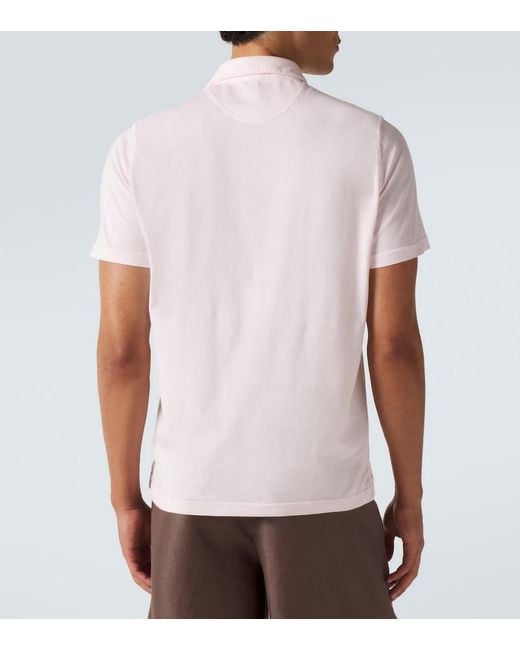 Fedeli Pink Cotton Jersey Polo Shirt for men