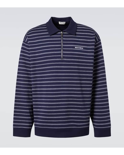 Polo Raye En Coton Miu Miu pour homme en coloris Blue