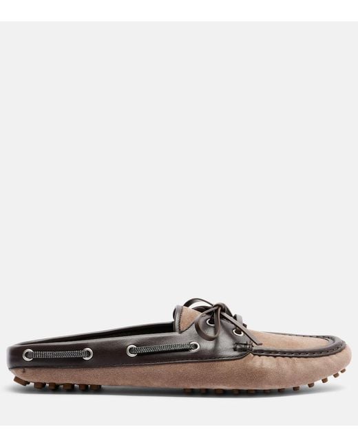 Brunello Cucinelli Brown Monili Suede Mules