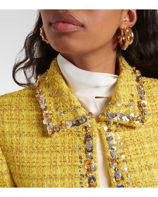 Valentino Yellow Embellished Tweed Jacket