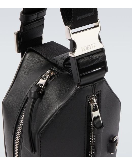 Loewe Black Leather Convertible Belt Bag for men