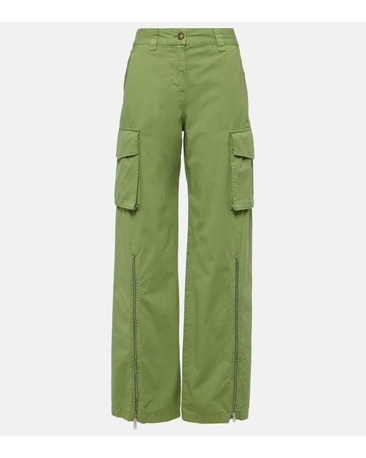 Pantaloni cargo in canvas di cotone a vita media di Stella McCartney in Green