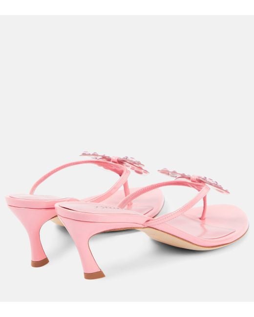 Blumarine Pink Butterfly 55 Leather Thong Sandals