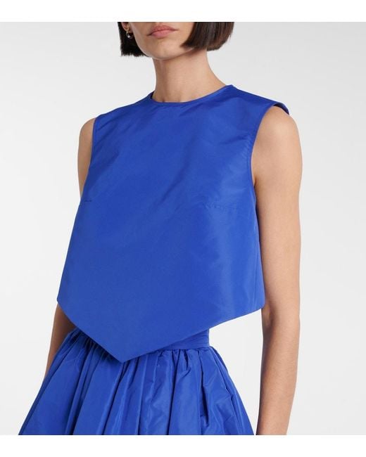 Patou Blue Open-Back Faille Top