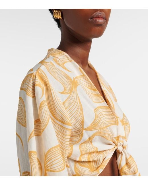 Adriana Degreas Metallic Printed Crop Top