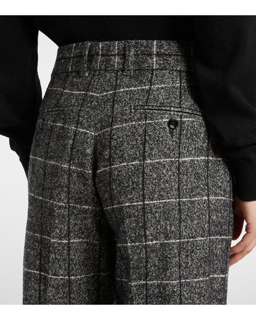 Dolce & Gabbana Gray High-Rise Wool-Blend Wide-Leg Pants