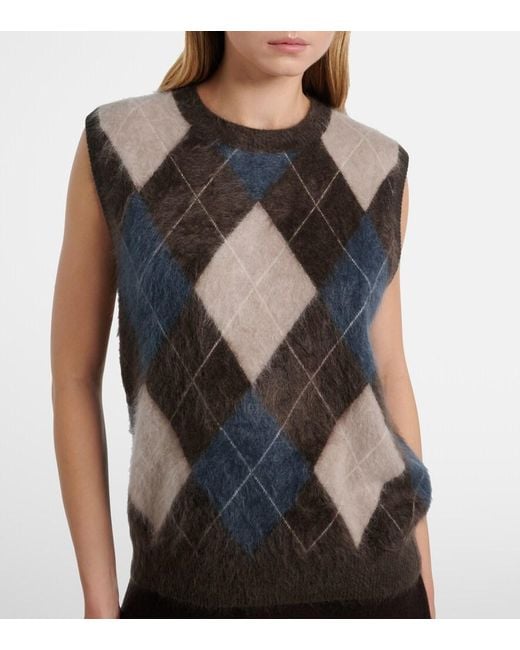Lisa Yang Black Yasmin Argyle Cashmere Sweater Vest