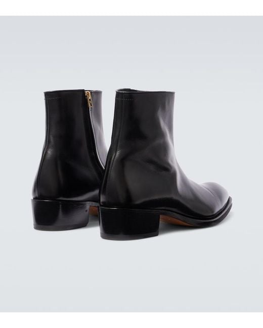 Tom Ford Black Vincent Leather Ankle Boots for men