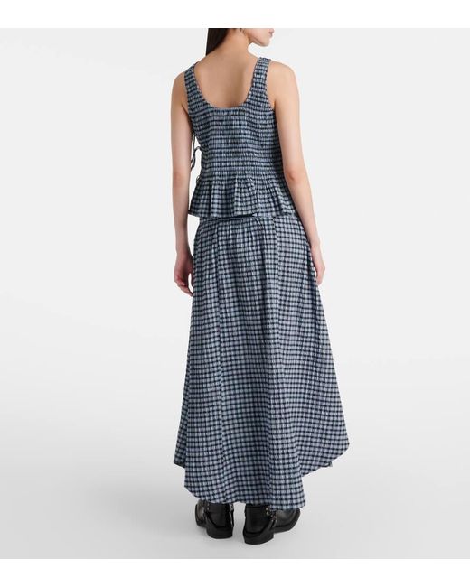 Camisa A Cuadros Vichy Fruncida Ganni de color Blue