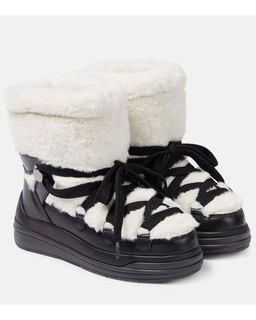 Moncler White Insolux Faux Fur And Suede Snow Boots