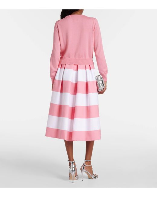 Carolina Herrera Pink Cropped Silk And Cotton Cardigan