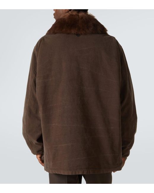 Prada Brown Shearling-Collar Jacket for men