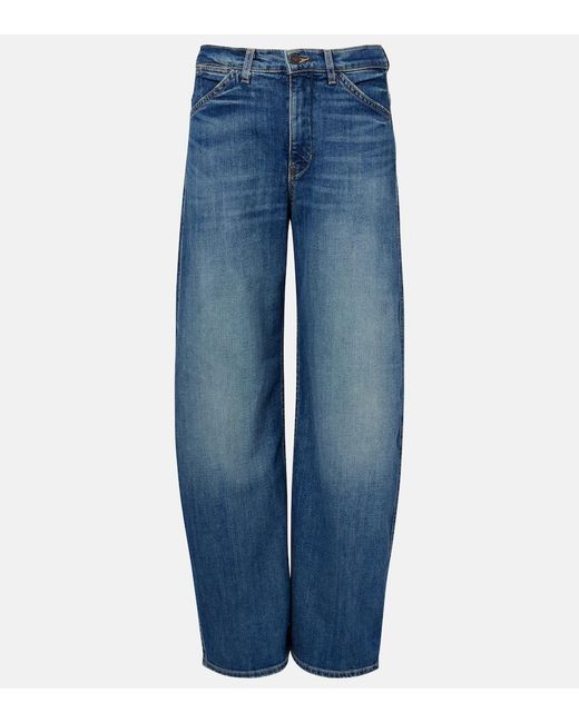 Nili Lotan Blue Tribeca Barrel-Leg Jeans