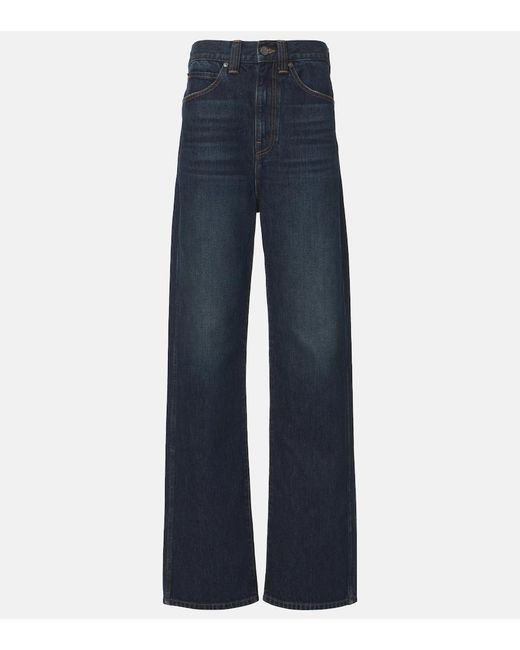 Khaite Blue Bonnie High-Rise Wide-Leg Jeans