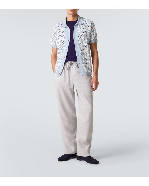 Frescobol Carioca Gray Luan Linen And Cotton-Blend Straight Pants for men