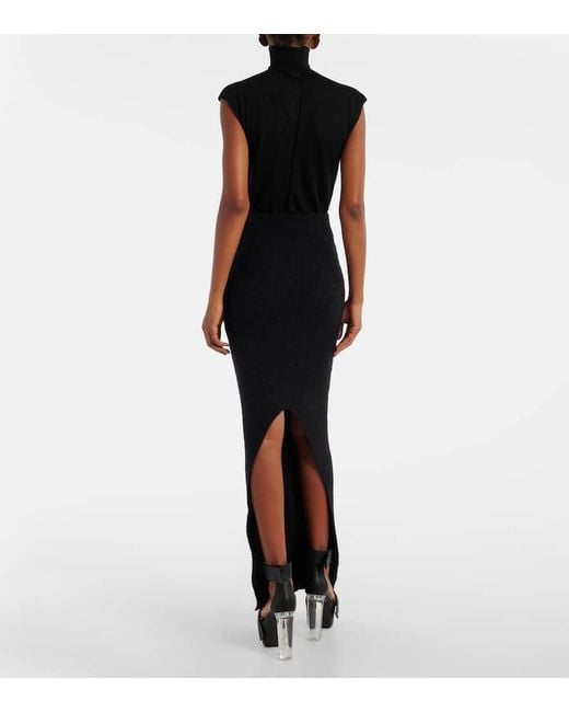 Rick Owens Black Maxirock Pillar Aus Einem Wollgemisch