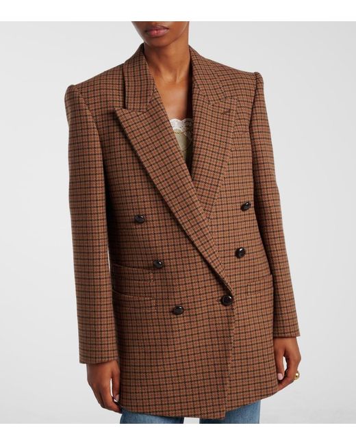 Chloé Brown Checked Wool-Blend Blazer
