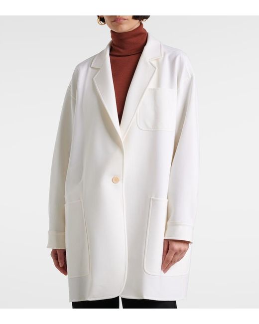 Max Mara White Orlaya Wool-Blend Blazer