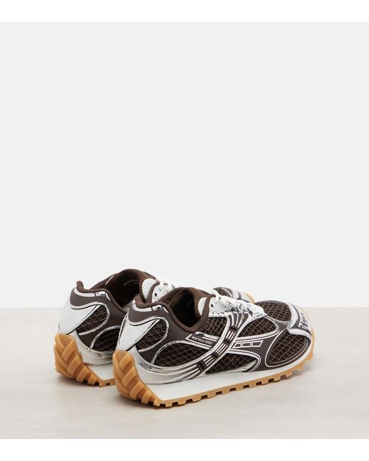 Bottega Veneta Brown Orbit Leather-Trimmed Sneakers