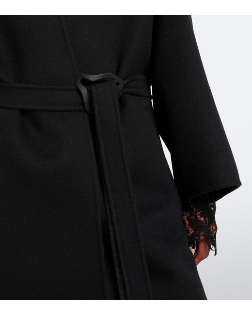 Fendi Black Belted Wool And Silk Coat
