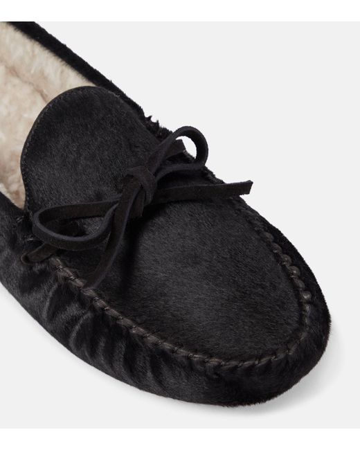 The Row Black Lucca Calf Hair Moccasins