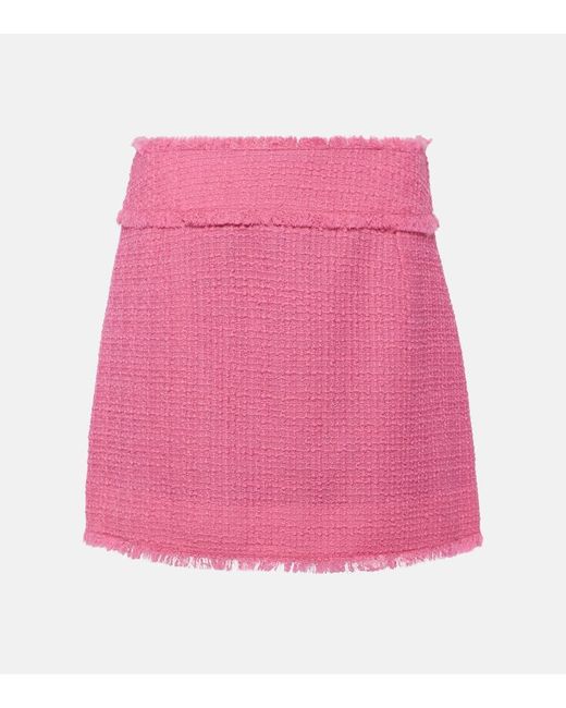 Minigonna in tweed di misto lana di Dolce & Gabbana in Pink