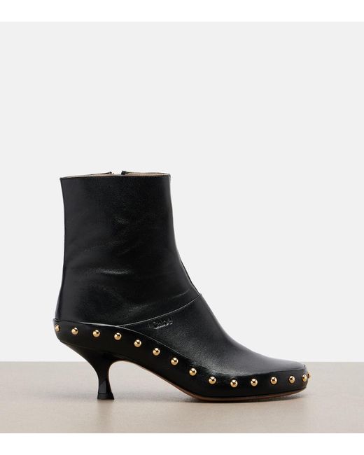 Chloé Black Junie Studded Leather Ankle Boots