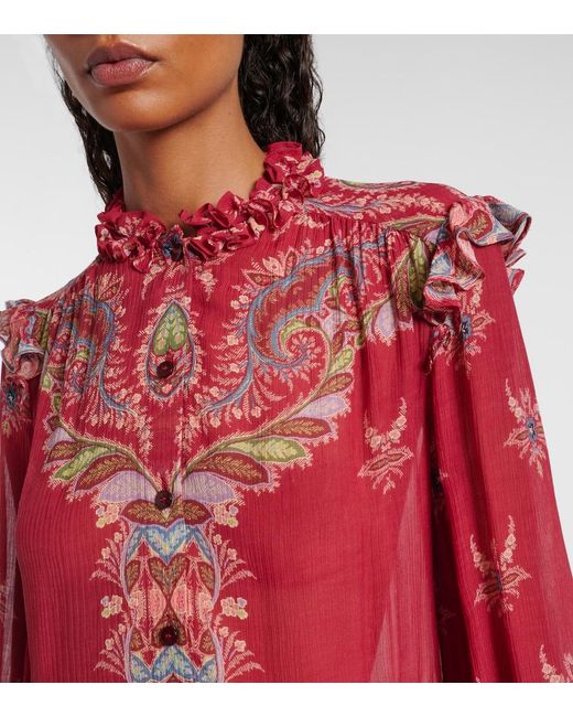 Etro Pink Printed Crepon Blouse