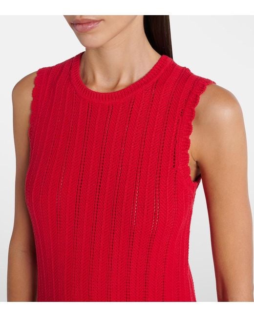 Altuzarra Red Sissi Open-Knit Cotton Midi Dress