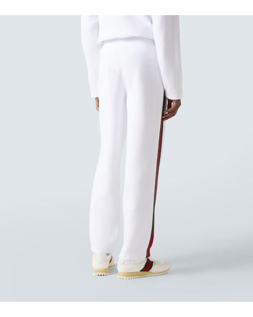 Gucci Blue Web Stripe Cotton-Blend Pants for men