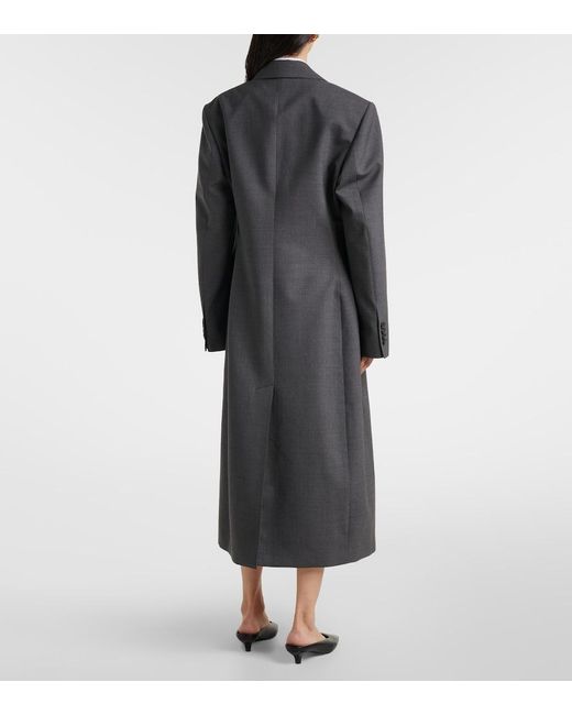 Rohe Black Double-Breasted Virgin Wool Coat